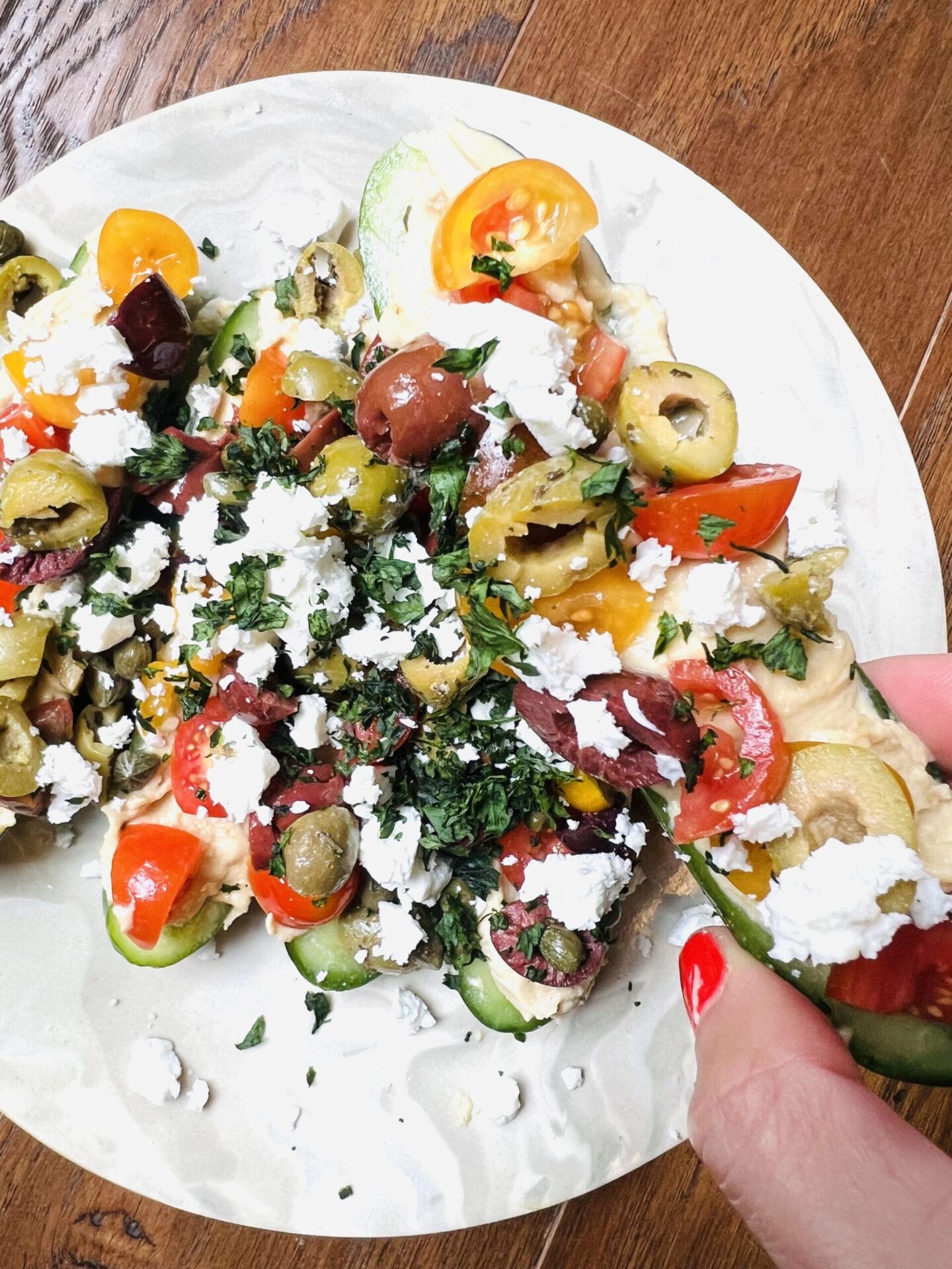 Greek Salad Cucumber Boats recipe